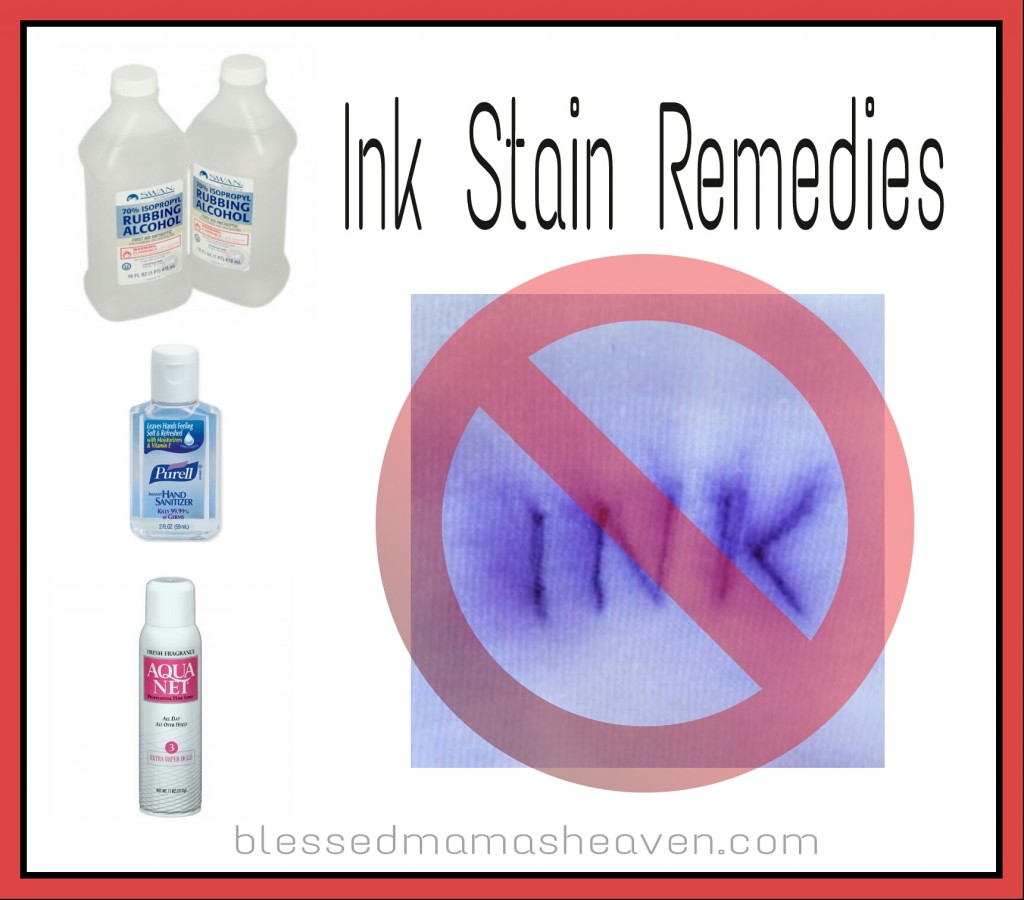 Ink Stain Remedies: Rubbing alcohol/Hand Sanitizer/Hair Spray